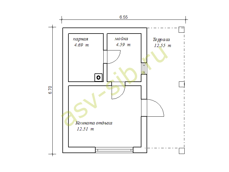 Проект бани 5 4 из газоблока