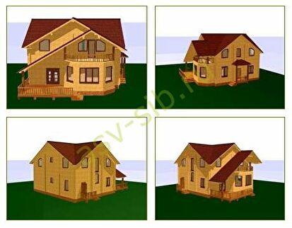 Дом из бруса с террасой по проекту Б-202: фасады